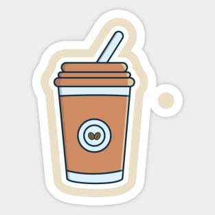 Disposable hot coffee cup vector icon illustration. Food and drink object icon design concept. Happy breakfast, Coffee shop. Hot coffee, Disposable cup, Coffee beans, Sticker